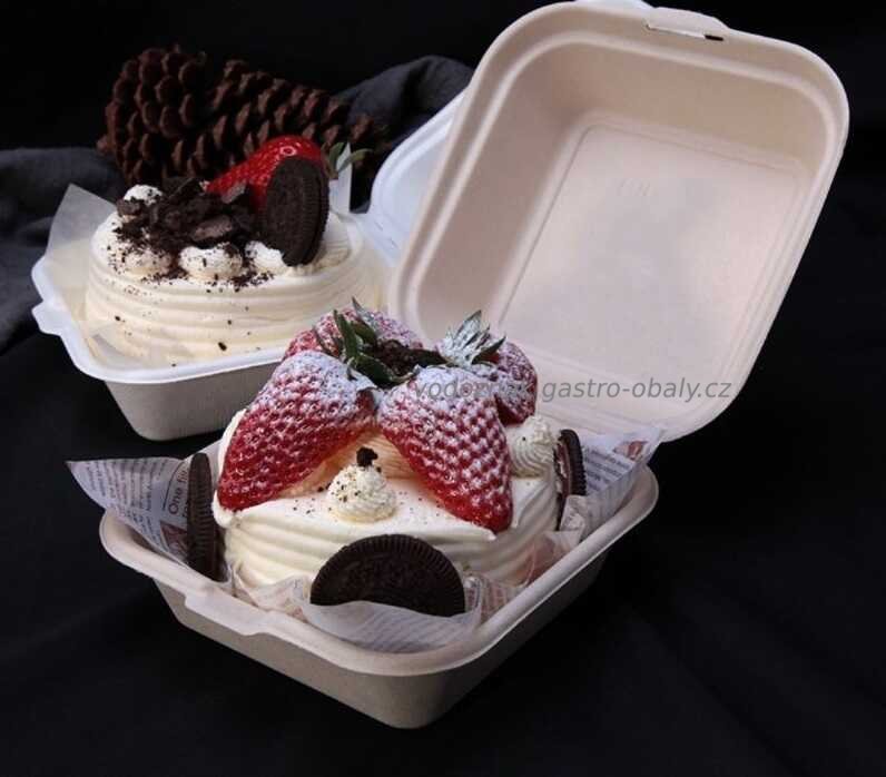 BIO Burgerbox / krabička na burger z cukrové třtiny 15x15x8,2 cm (500ks)