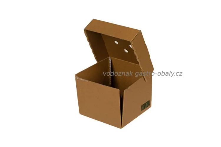Eko krabička na hamburger rozložitelná na talíř kraft 12x12x10cm (100ks)