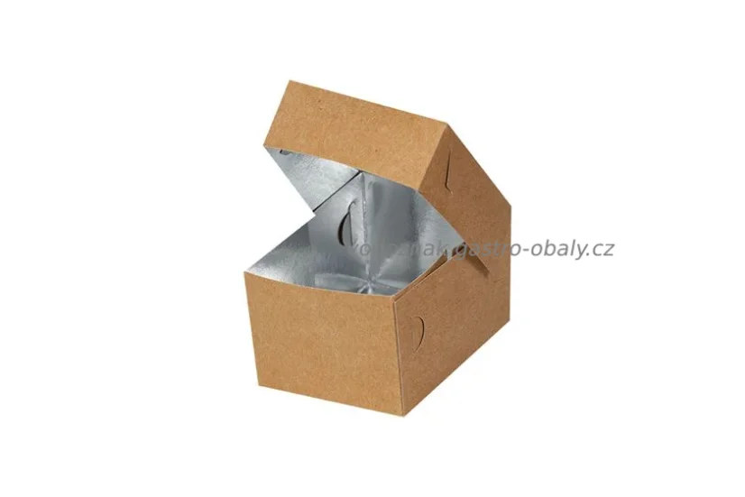 Grill box/ burger krabička nepromast. s hliníkem hnědá 13x10x8cm. (196ks)