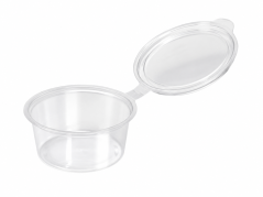 Recyklovatelný kelímek s integr. víčkem 50ml, transparentní PET (1000ks)