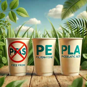 Papírové kelímky a obaly s PE (polyetylenovým) nástřikem skutečně neobsahují PFAS - místo toho používají PE vrstvu