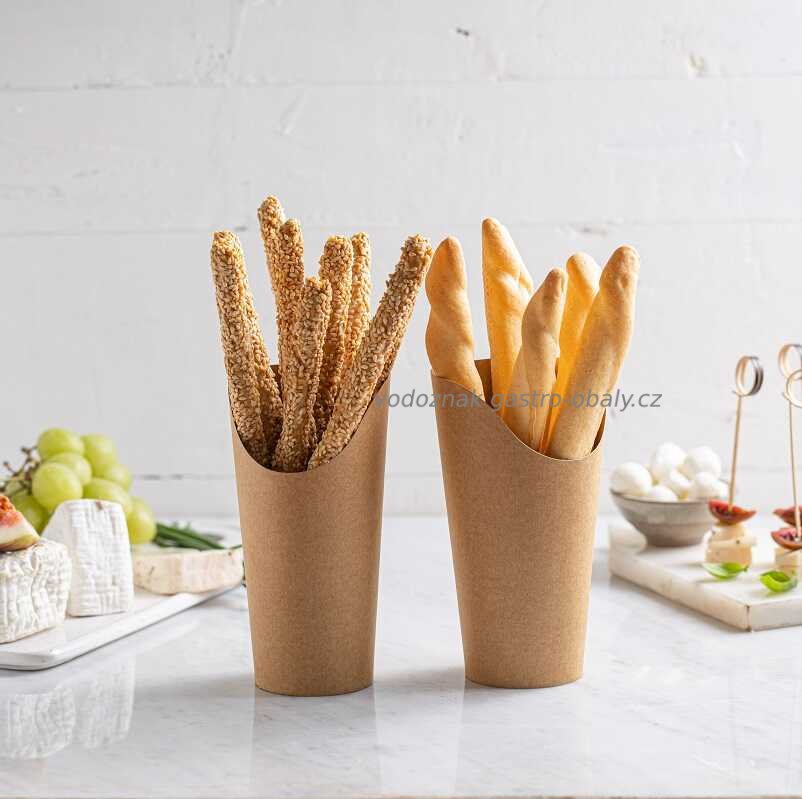 EKO kelímek na tortilu, hranolky, churros hnědý 12oz 300g (1000ks)