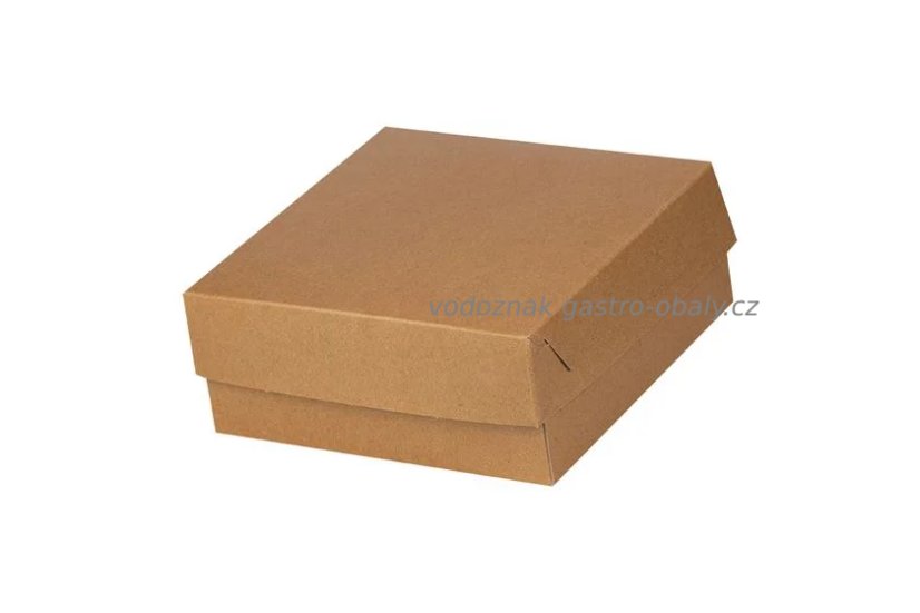 Hnědá papírová krabička na dort s alu / hliníkem 19x19x8cm (111ks)