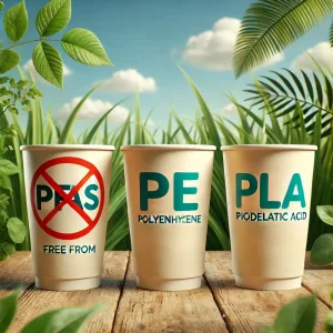 Papírové kelímky a obaly s PE (polyetylenovým) nástřikem skutečně neobsahují PFAS - místo toho používají PE vrstvu